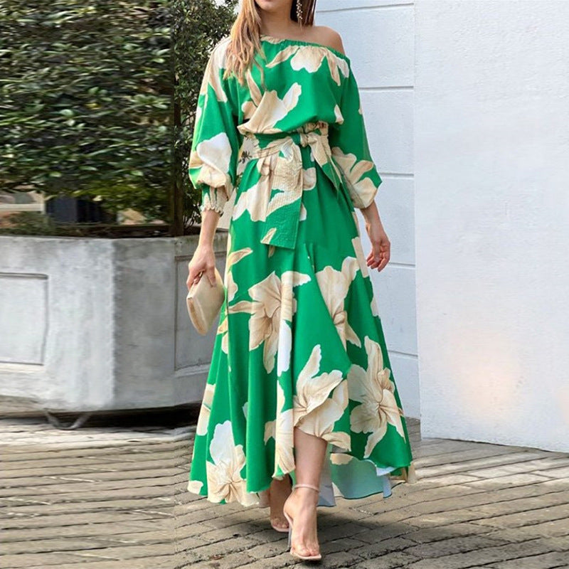 2023 Spring Summer Belted Dress with Lantern Sleeves