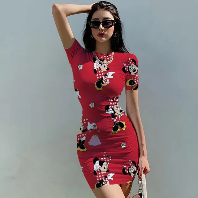 2023 Disney Mickey Mouse Print Summer Dress for Women