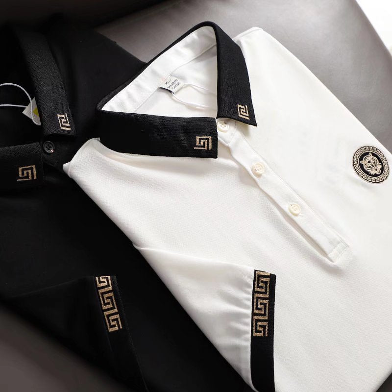 2023 Men's Embroidered Polo Shirt - Slim Fit Short Sleeve