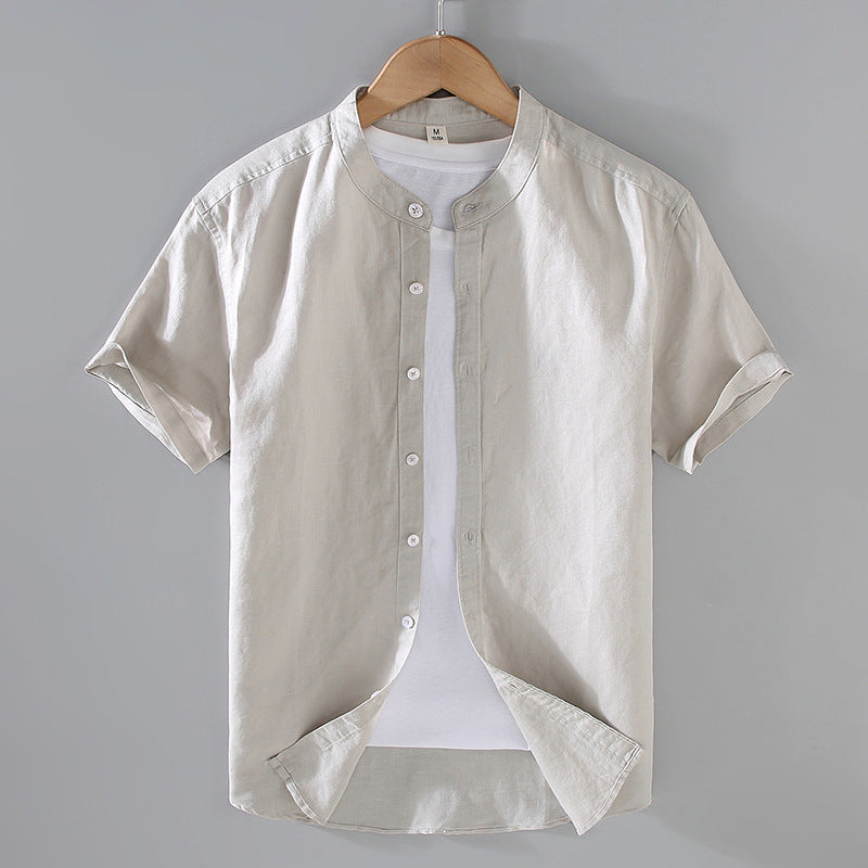 Men's Summer Linen Short Sleeve Shirt - Casual Top