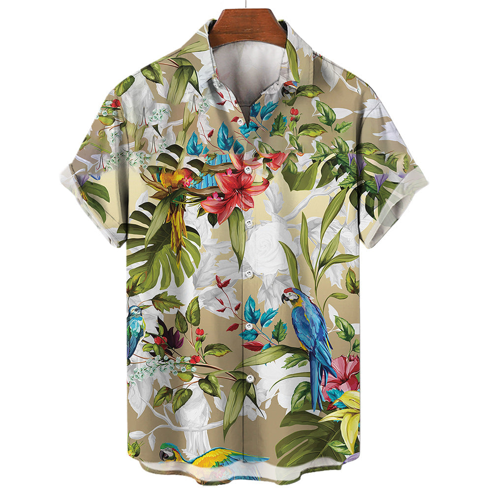 Hawaiian Men's Summer Shirt with 3D Sunflower Print