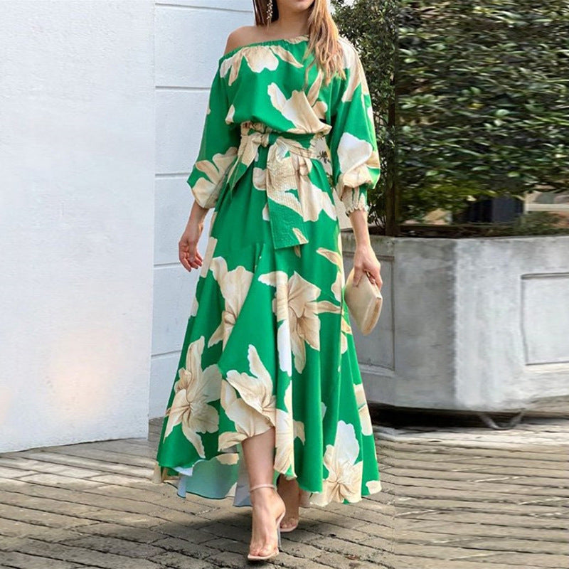2023 Spring Summer Belted Dress with Lantern Sleeves