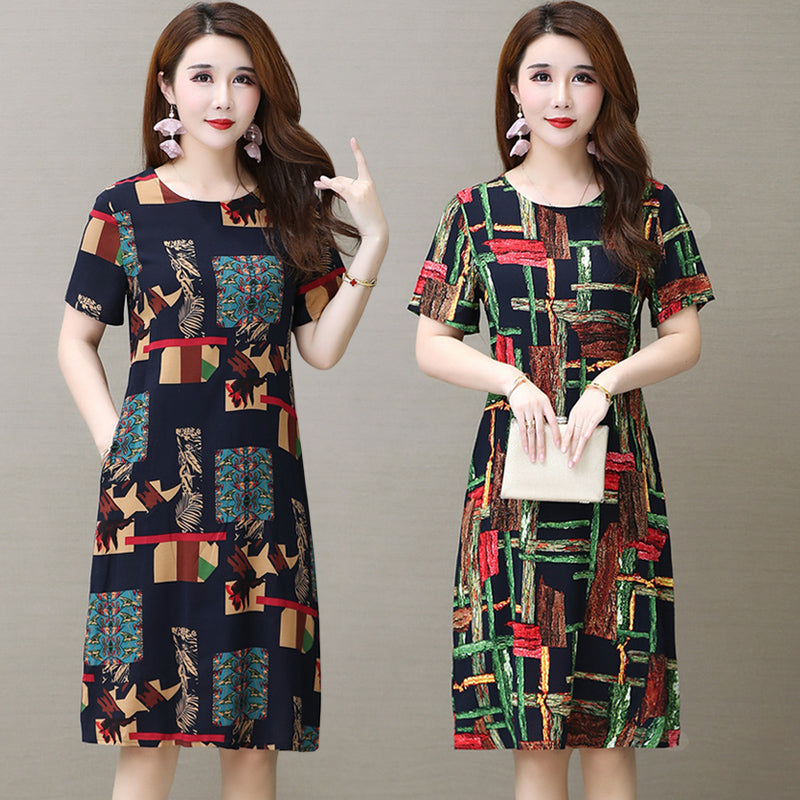 Chic Short Sleeve Cotton Dress for Summer Women