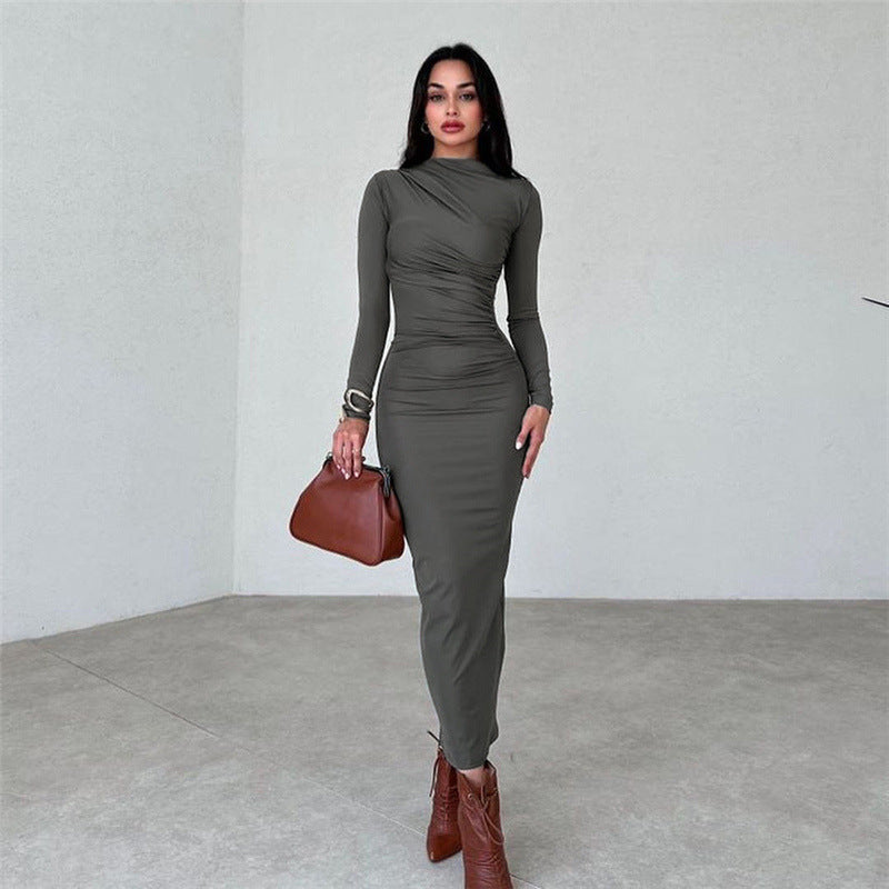 2024 Spring Summer Women's Fashion Long Sleeve Dress