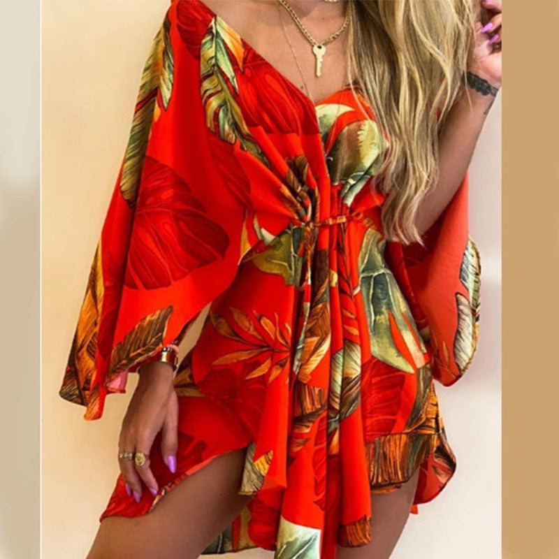 Evarisluxe Temperament Print Binding Dress