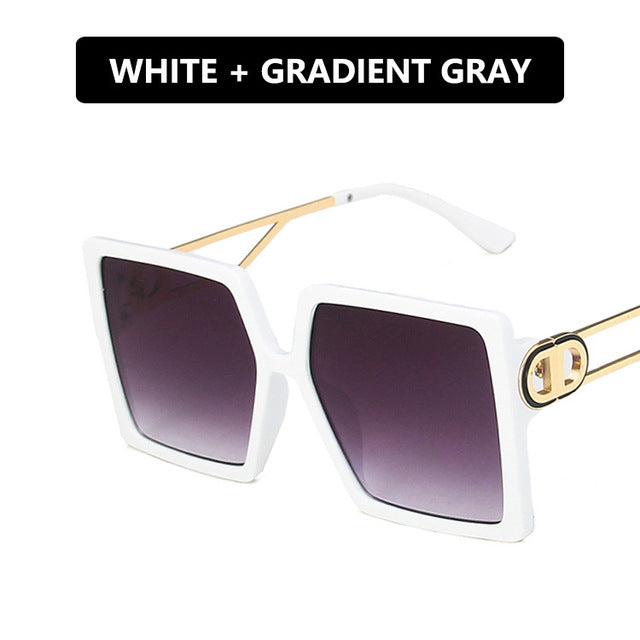 Hollow Square Sunglasses with Metal Legs for Women