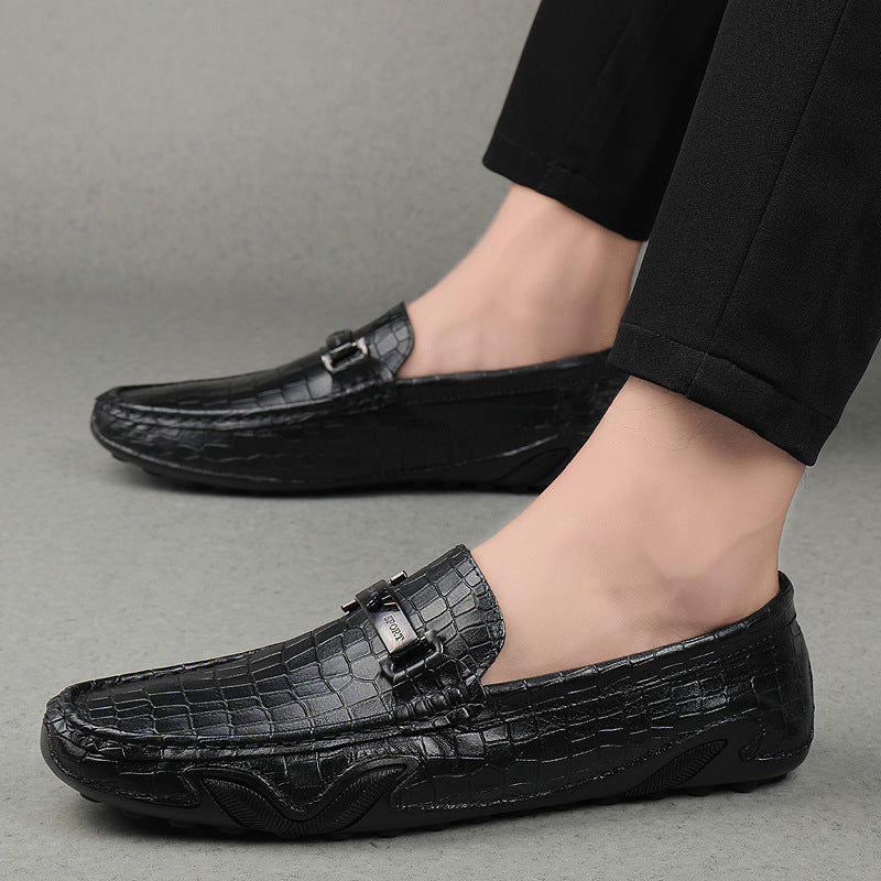 New Crocodile Pattern Leather Driving Loafers (Breathable)