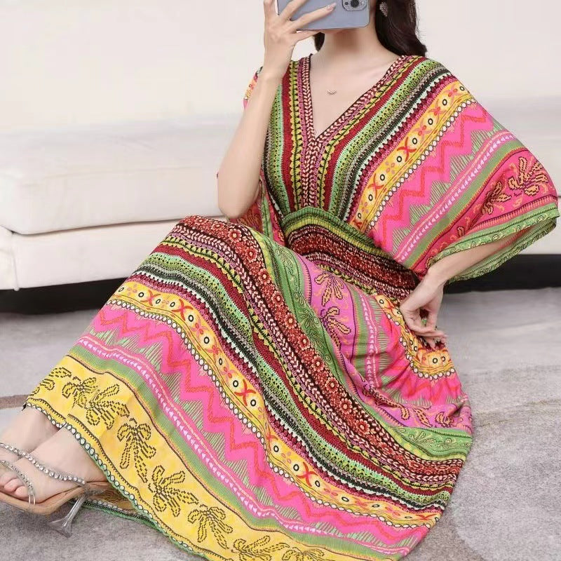 Southeast Asia Travel Floral Cotton Dress for Summer