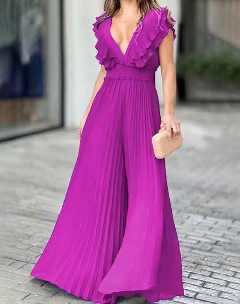 2023 Summer New V-Neck Ruffled Dress for Women