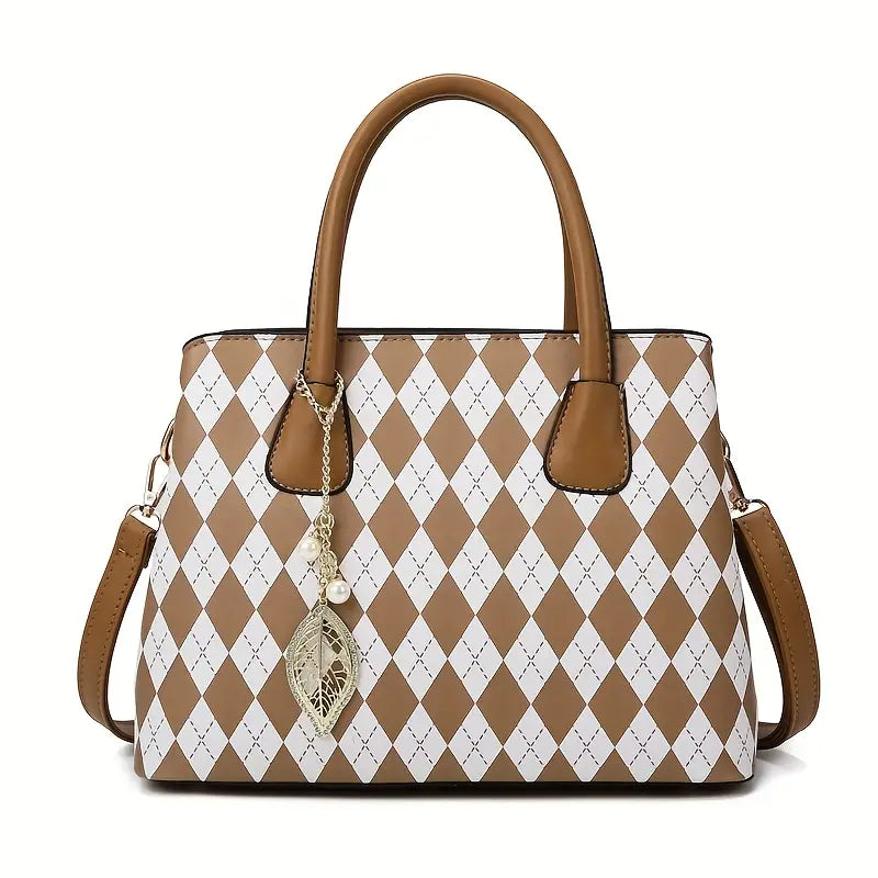 Women's Fashion Diamond Plaid 3-Piece Bag Set