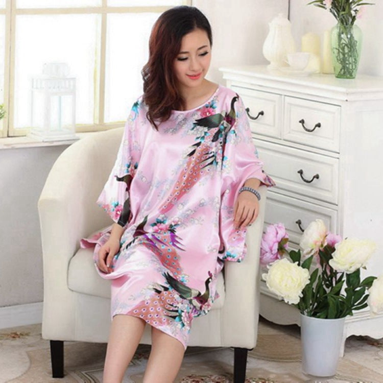 Plus Size Peacock Print Summer Nightgown for Women