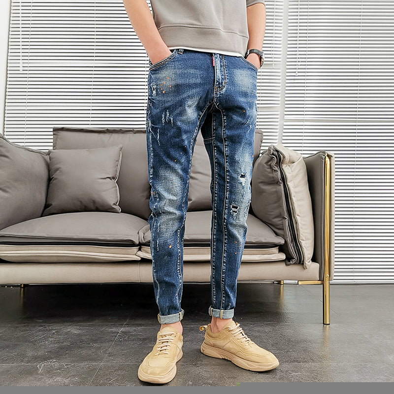 Slim Fit Embroidered Jeans for Men with Logo