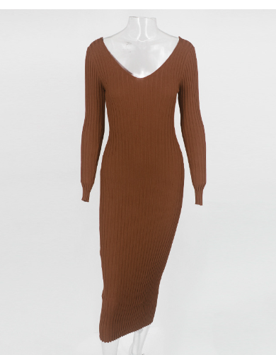Mid-length Solid Color Dress for Women