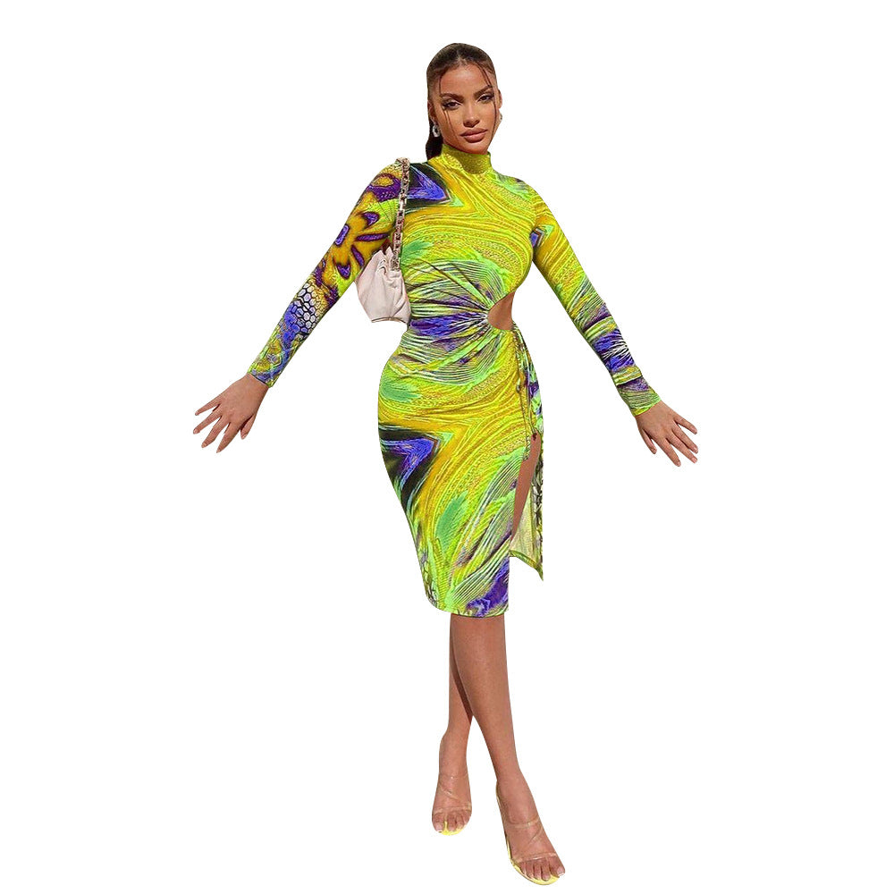 Evarisluxe Mid-Length Printed Dress for Women
