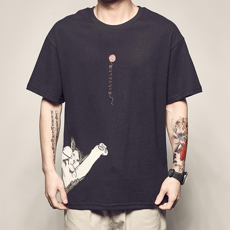 Anime Print Short Sleeve T-Shirt for Men (Casual Style)