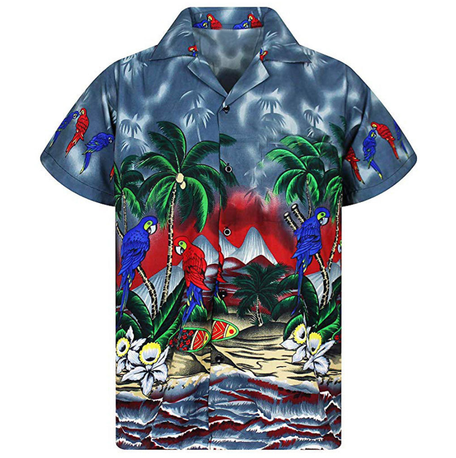Men's Hawaiian Style Loose Fit Printed Shirt