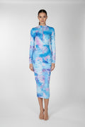 Multicolored tie-dye dress on a white background