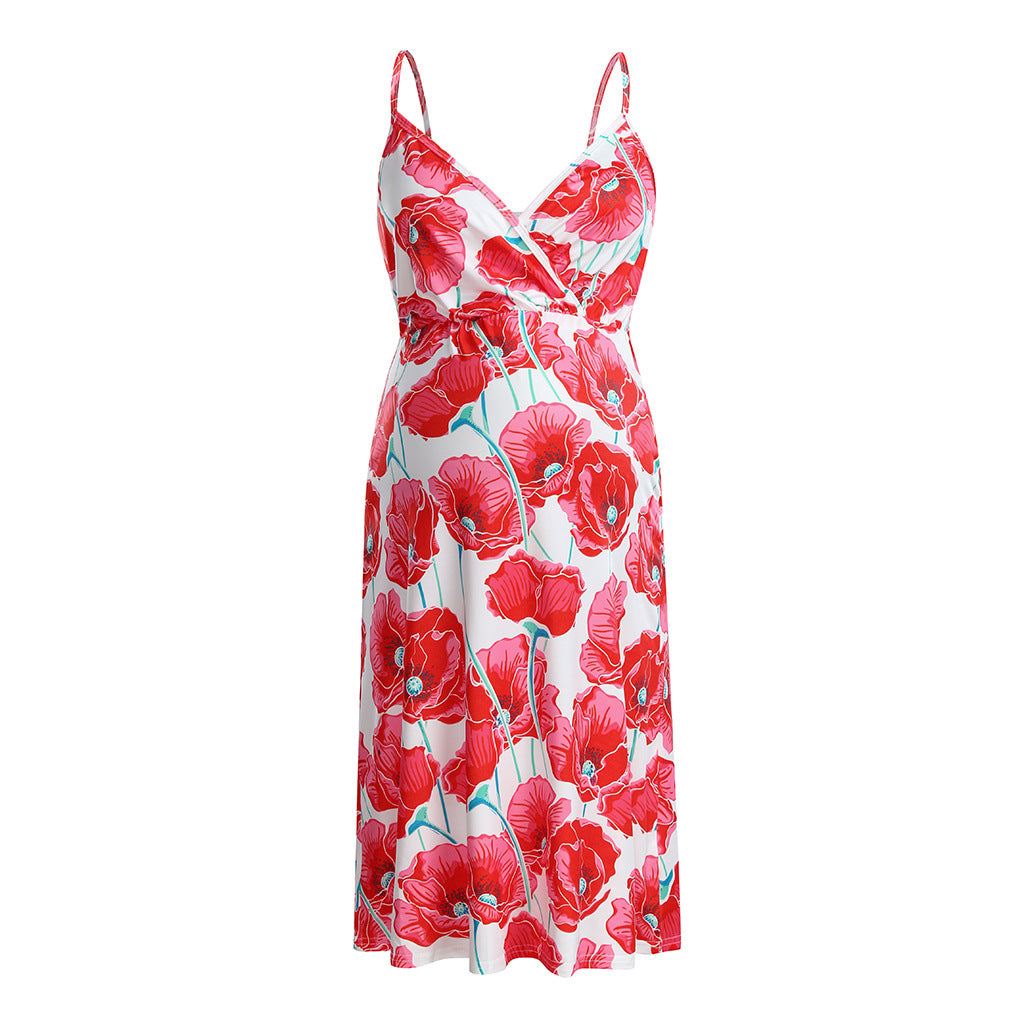 2020 Summer Floral Midi Dress for Pregnant Women