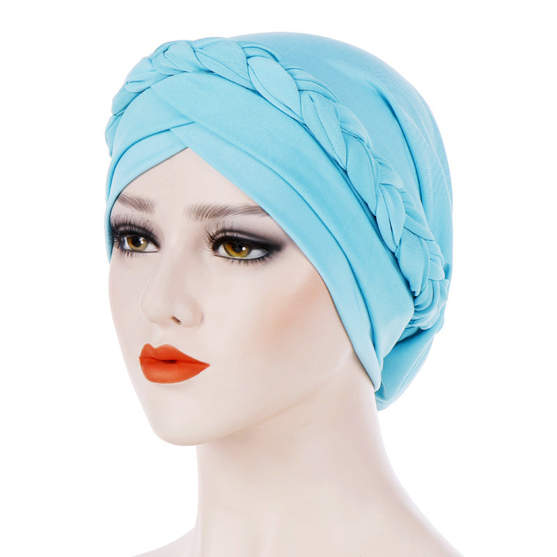 Muslim Single Braid Milk Silk Headwrap Hat 8003