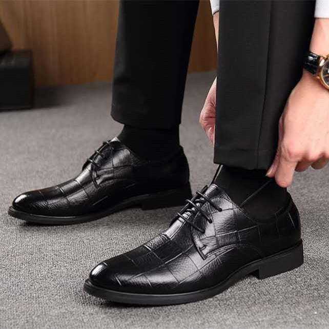 British Lace-Up Black Casual Breathable Shoes for Men