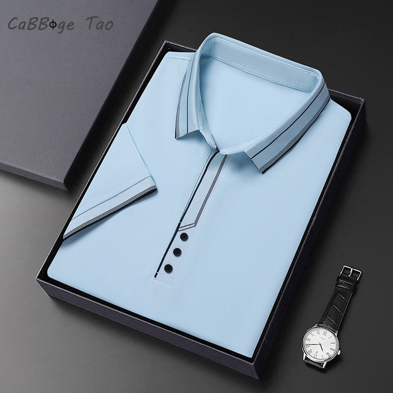 Men's Color Block Polo T-Shirt - Casual Slim Fit Top