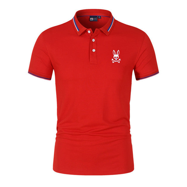 Men's Summer Cotton Polo Shirt with Rabbit Print