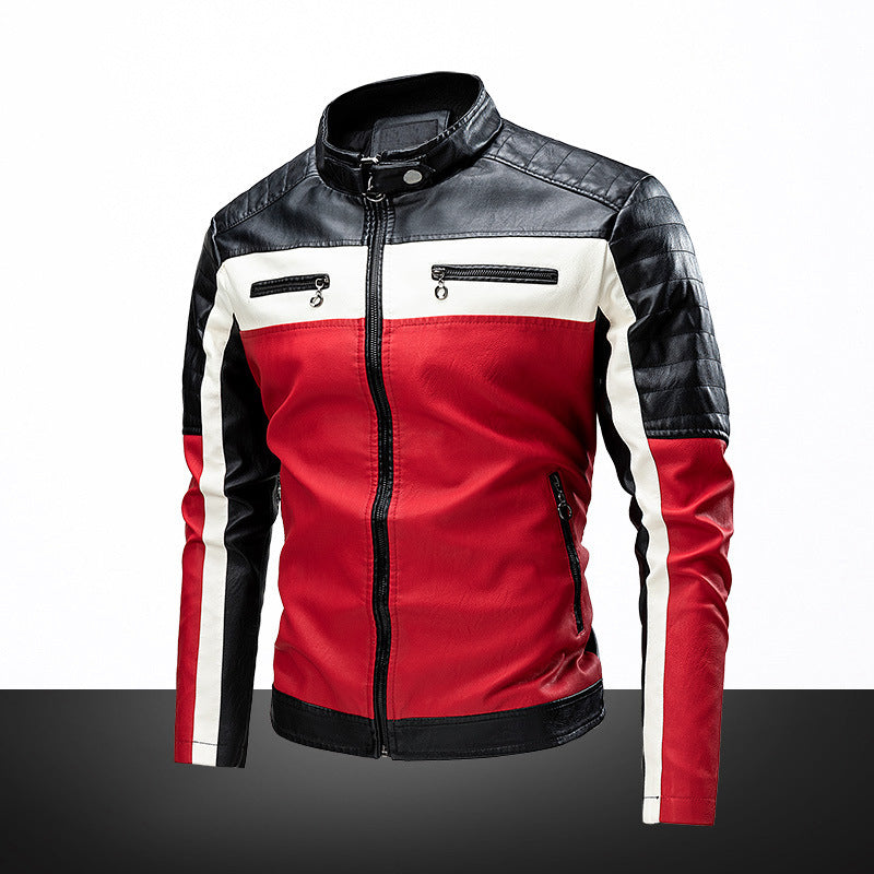 Men's Fashion Patchwork Leather Jacket for Riding