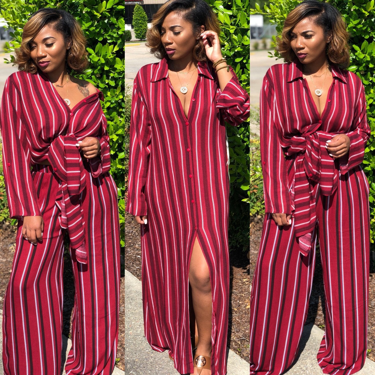 2-Piece Set: Wide Leg Pants and Cotton Linen Outfit
