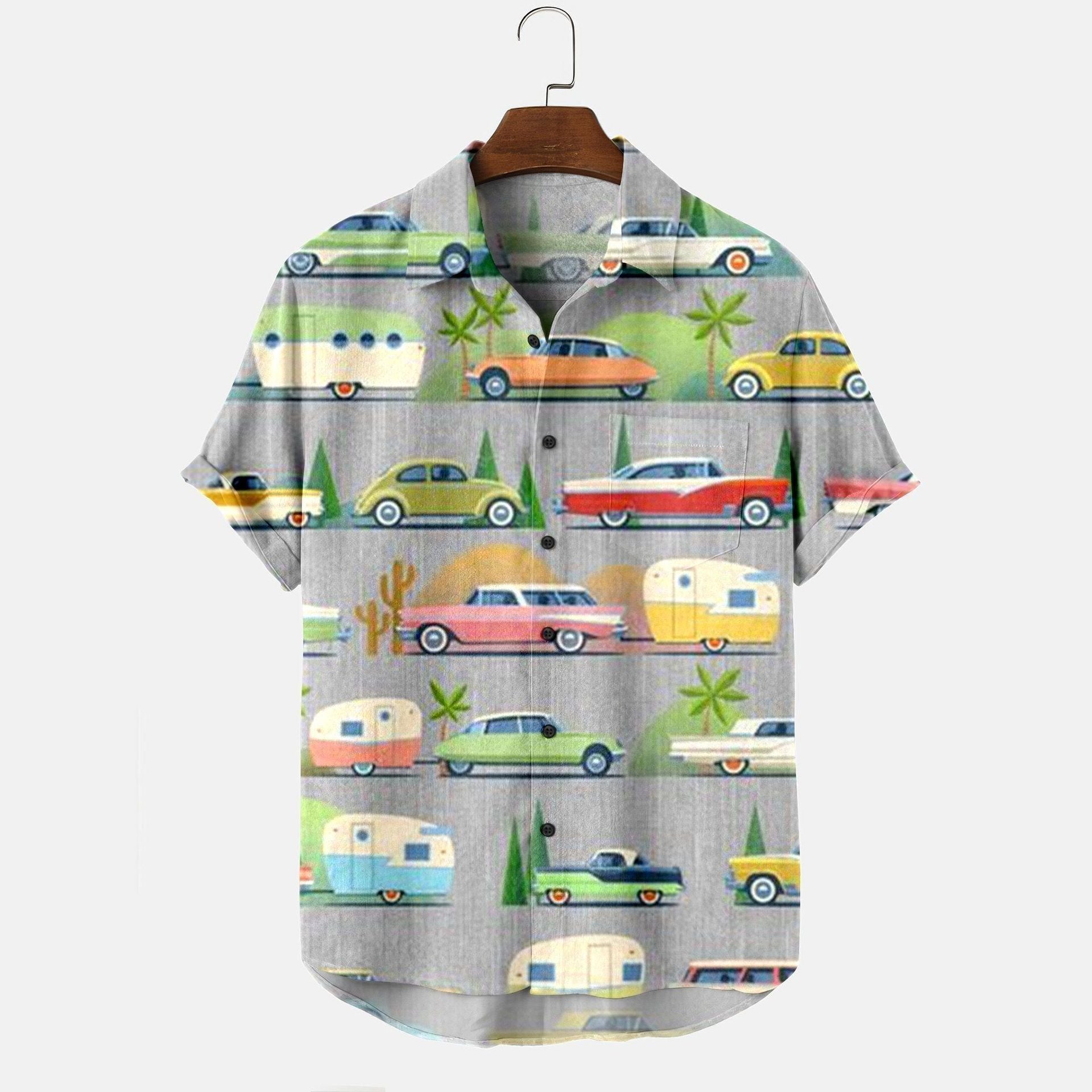 Men's Hawaiian Print Short Sleeve Shirt for Summer