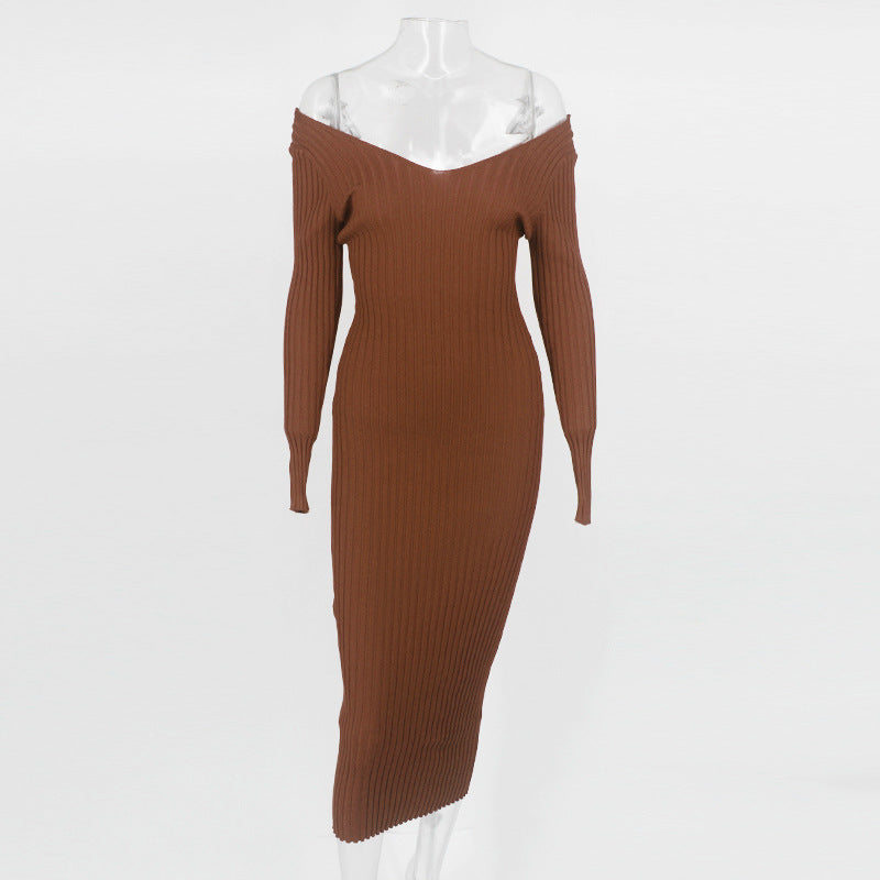 Mid-Length Solid Color Dress for Women
