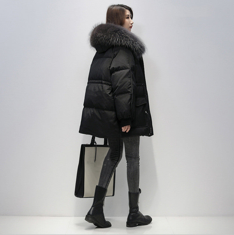 Mid-Length Down Cotton Jacket for Women (Korean Style)