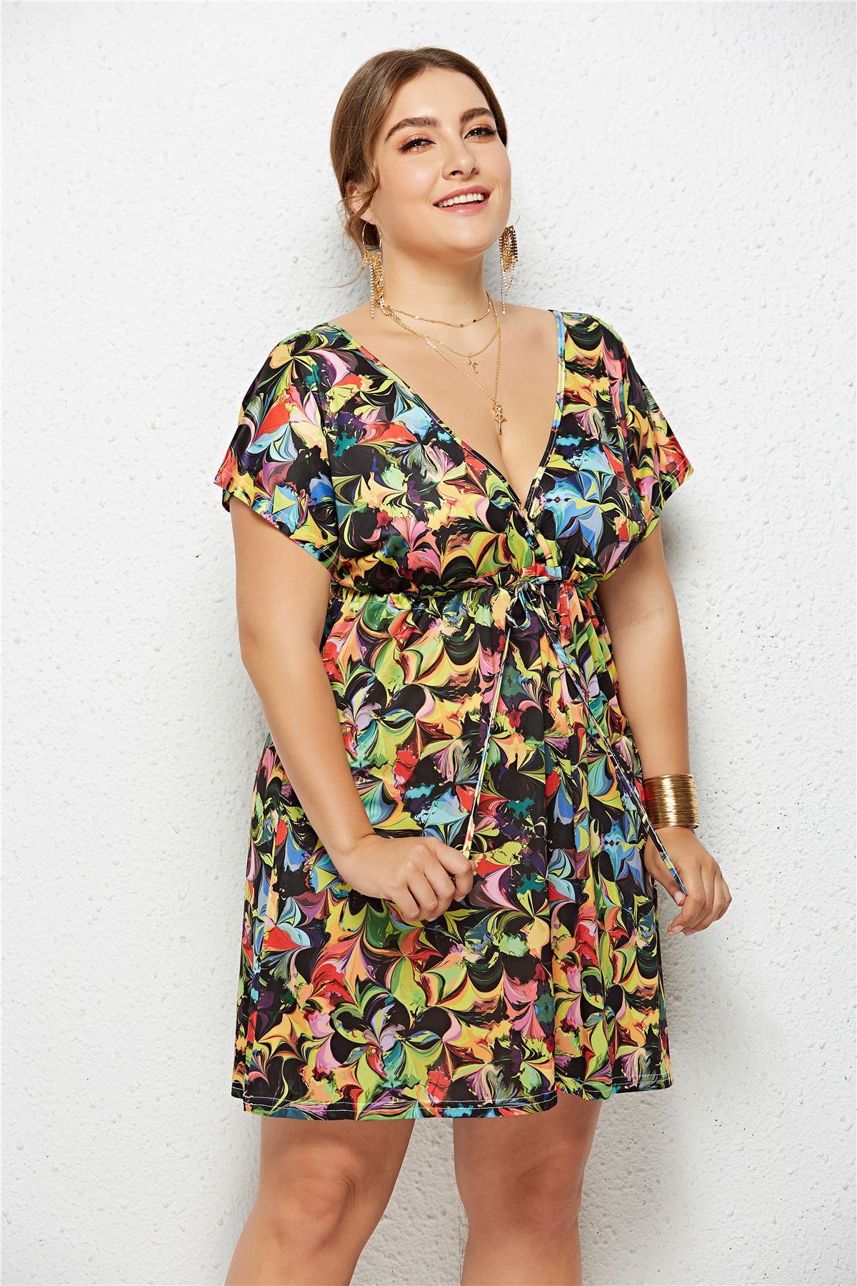 The Décolleté Imprimé V-Neck Print Dress | Evarisluxe