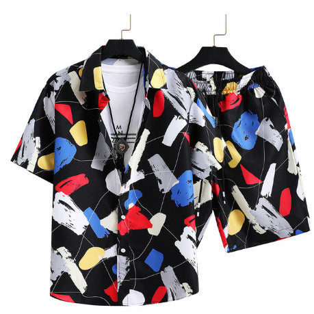 Men's Casual 3D Printed Hawaiian Shirt and Shorts Set