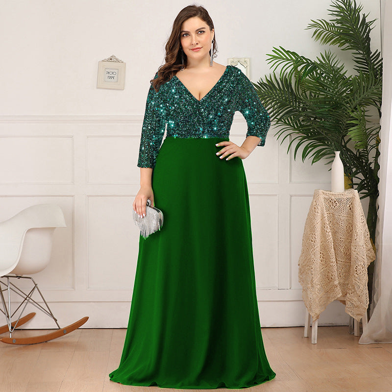 Evarisluxe Grande Taille Sequin Floor-Length Gown