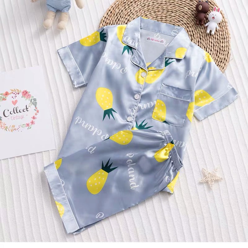 Summer Silk Pajamas for Women - Cute Short Sleeve Set
