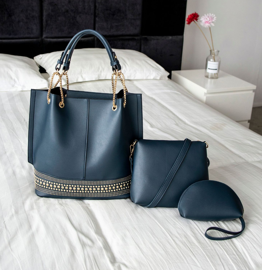 Shoulder Bag Set - Solid Color Three-Piece Collection