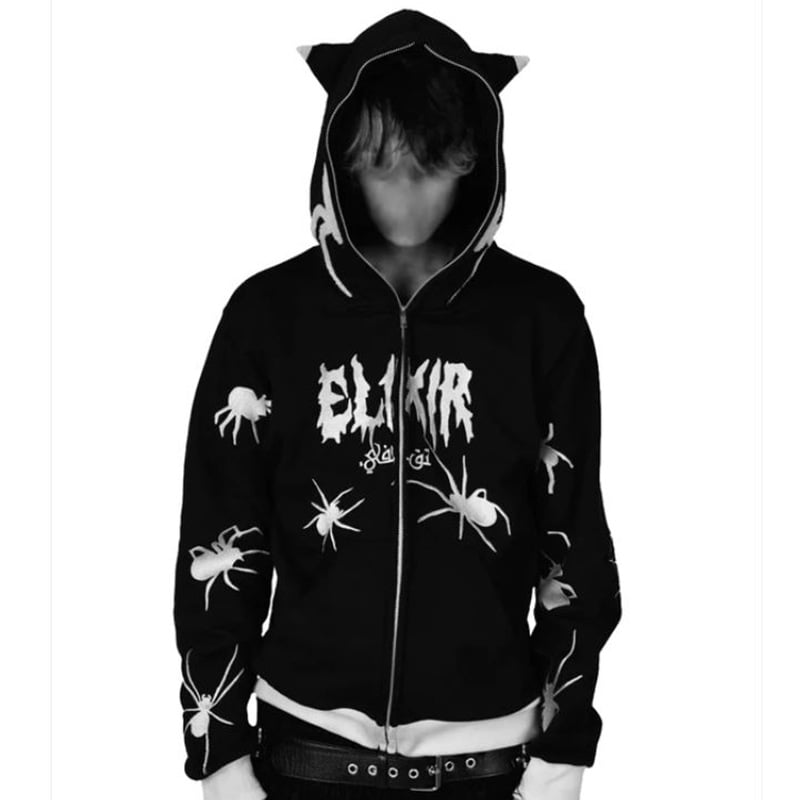Spider Rhinestone Print Cardigan Jacket Combo