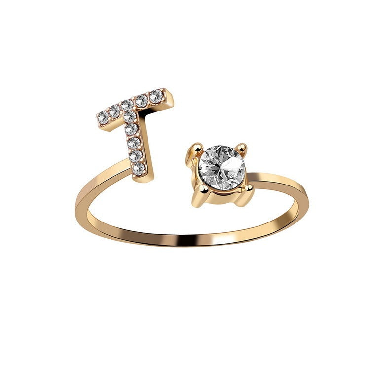 Evarisluxe Initial Letter Gold Ring