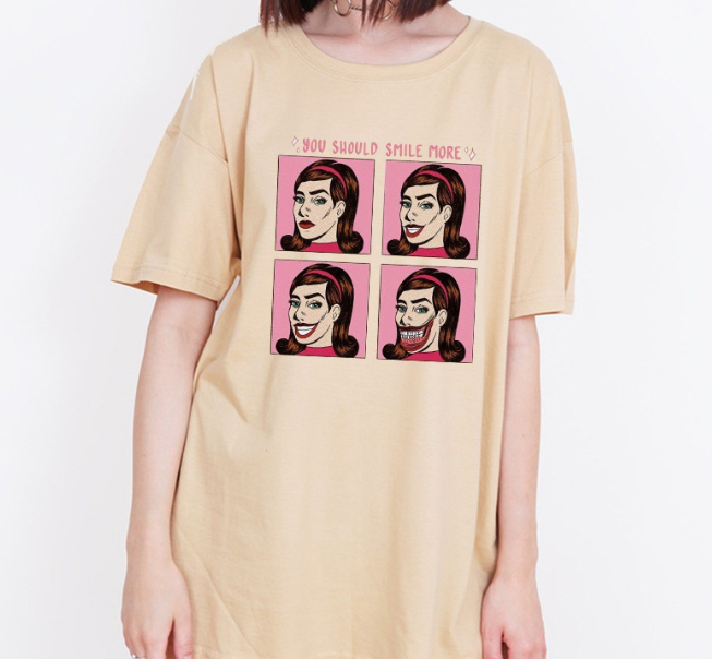 White Graphic T-Shirt for Women - Summer Loose Fit