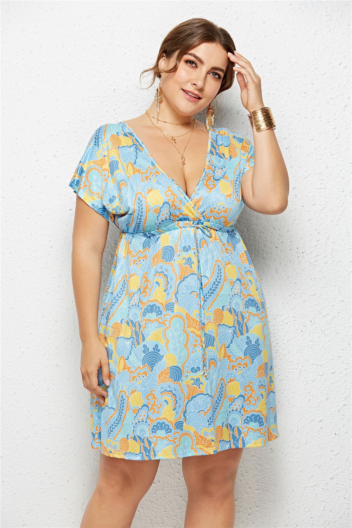 The Décolleté Imprimé V-Neck Print Dress | Evarisluxe