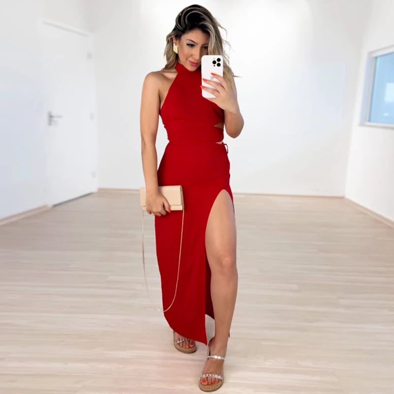Evarisluxe High Waist Open Back Dress