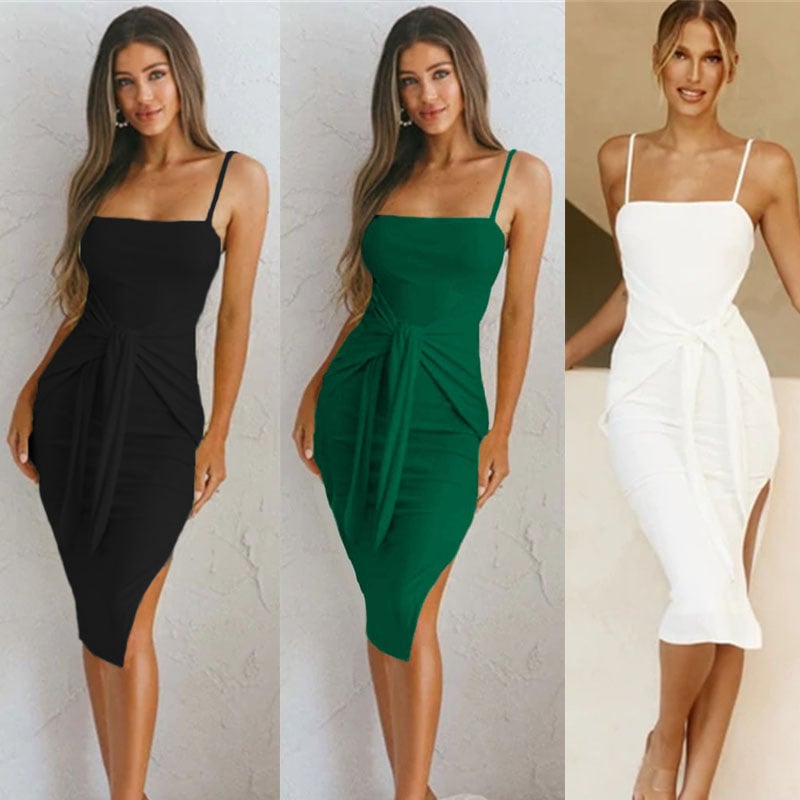 Evarisluxe Strap Slit Casual Tight Dress II