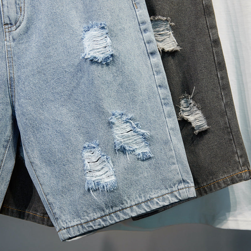 Men's Large Ripped Denim Shorts - Casual Summer Wear