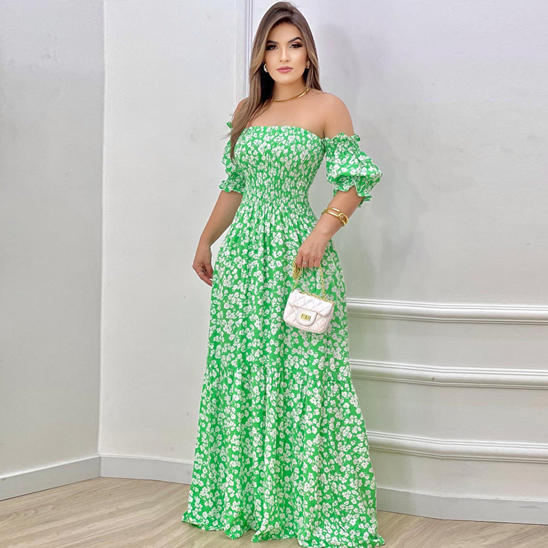 2023 Women's Spring/Summer Off-Shoulder Printed Dress