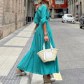 Crumpled High Waist Dress for Elegant Ladies