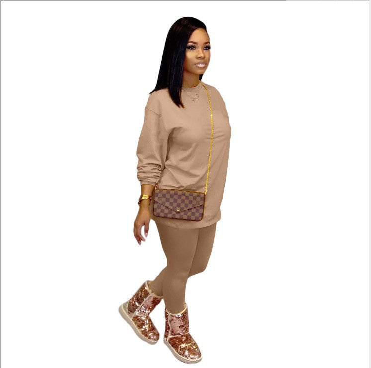 Trendy Women's Candy Color Two-Piece Casual Set