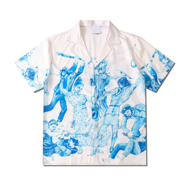 Vintage Dark Icon Printed Hawaiian Shirt for Men