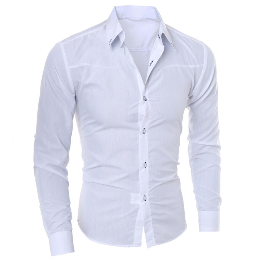 Slim Fit Long Sleeve Cotton Shirt for Men - British Style