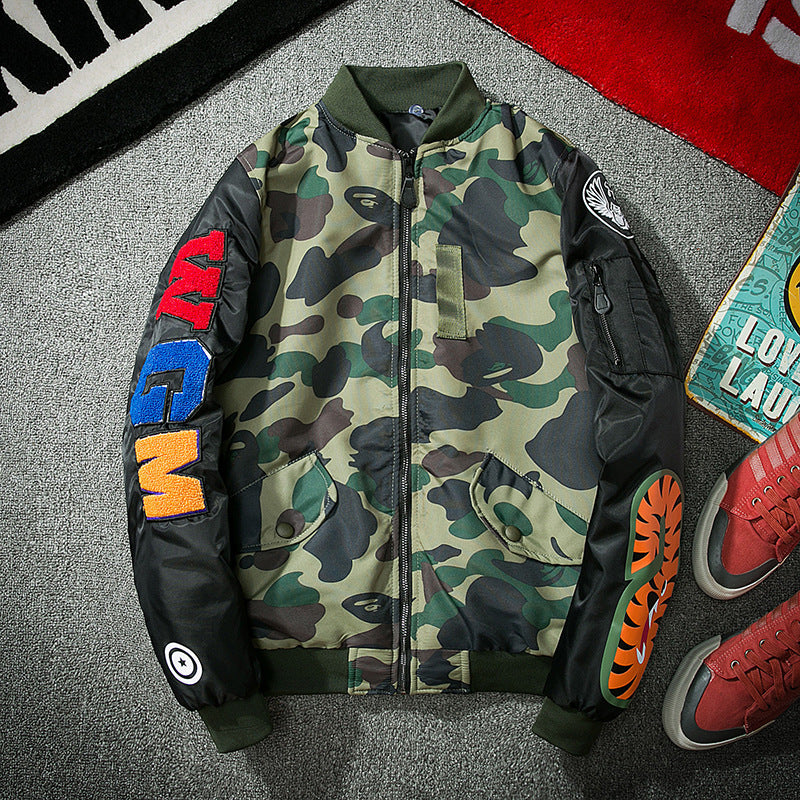 Japanese Style Camouflage Stand Collar Jacket for Men