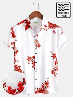 Men's Hawaiian Print Short Sleeve Shirt for Summer